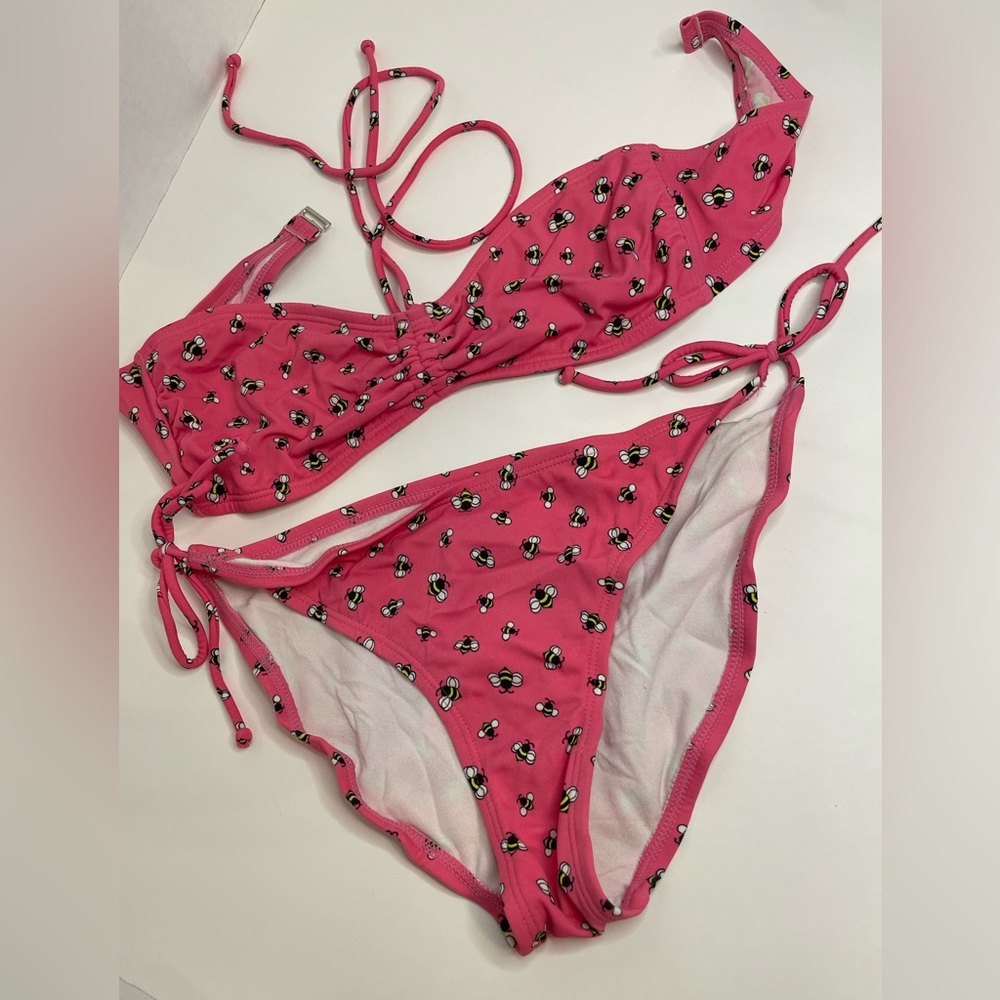 Jantzen Ruby Pink Bikini with Bumble Bee Pattern